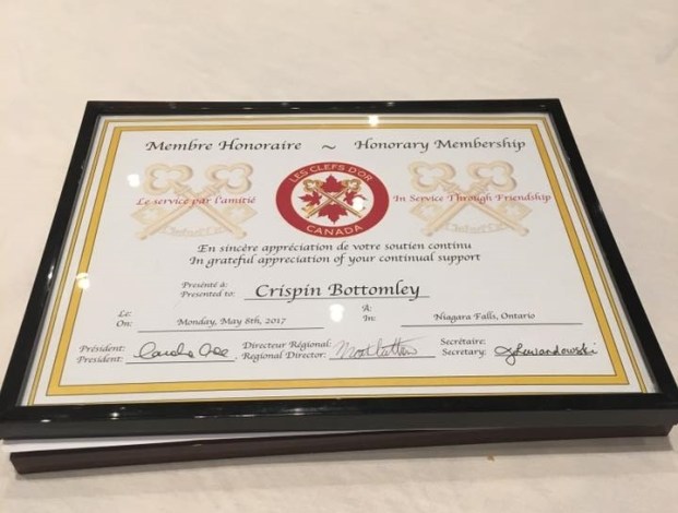 Crispin Bottomley Membre Honoraire 2017
